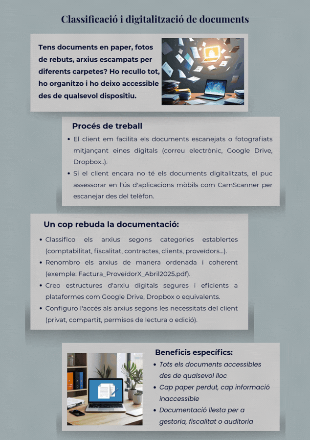 Infografia sobre com digitalitzar i estructurar la documentació d'un negoci